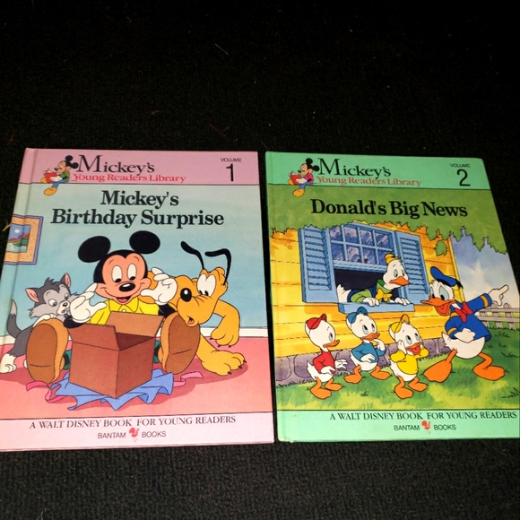 Vtg Disney Mickey Mouse young readers library books 1&2
